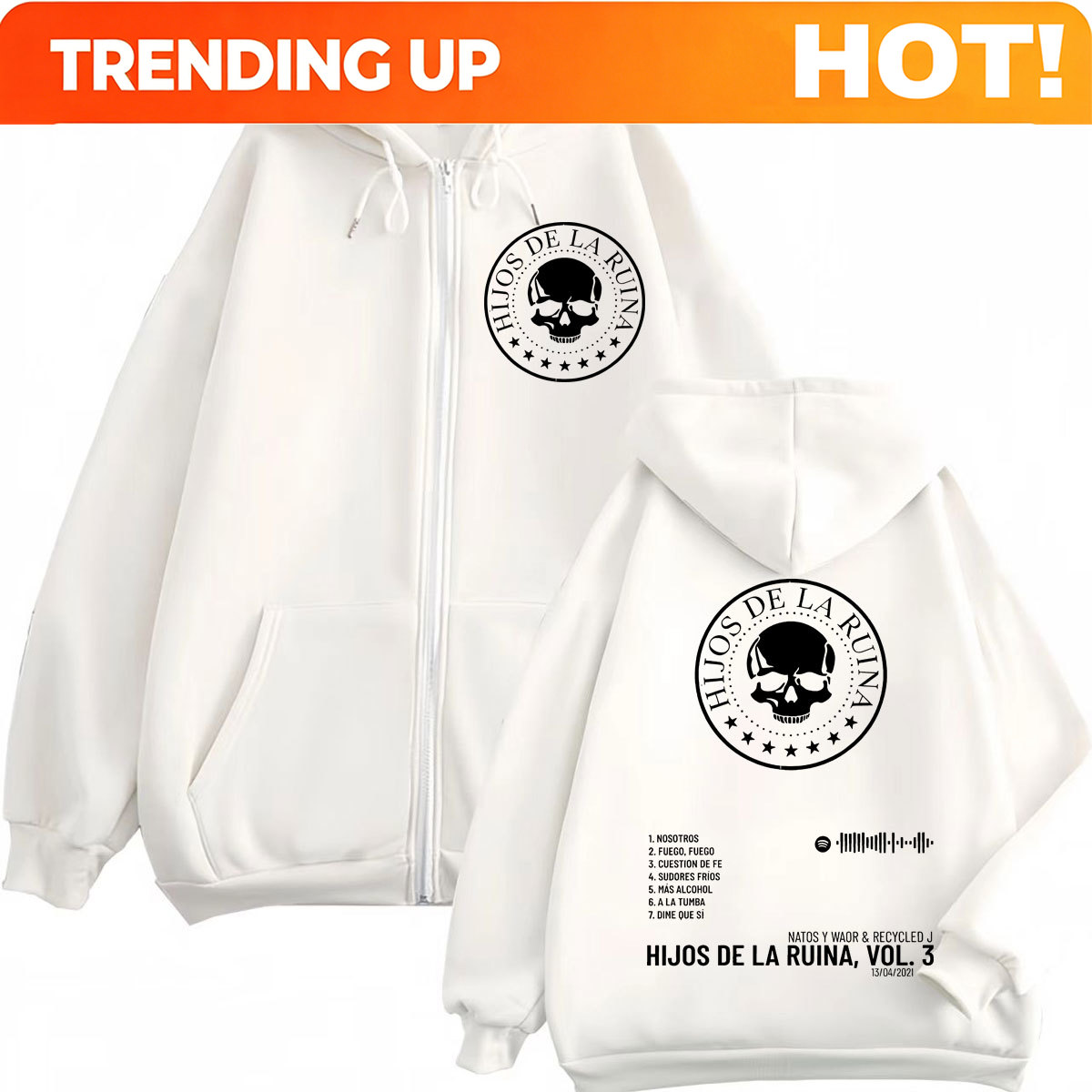 Mens Fashion Zip Up Hoodies - Худи на молнии Rap Duo Natos
