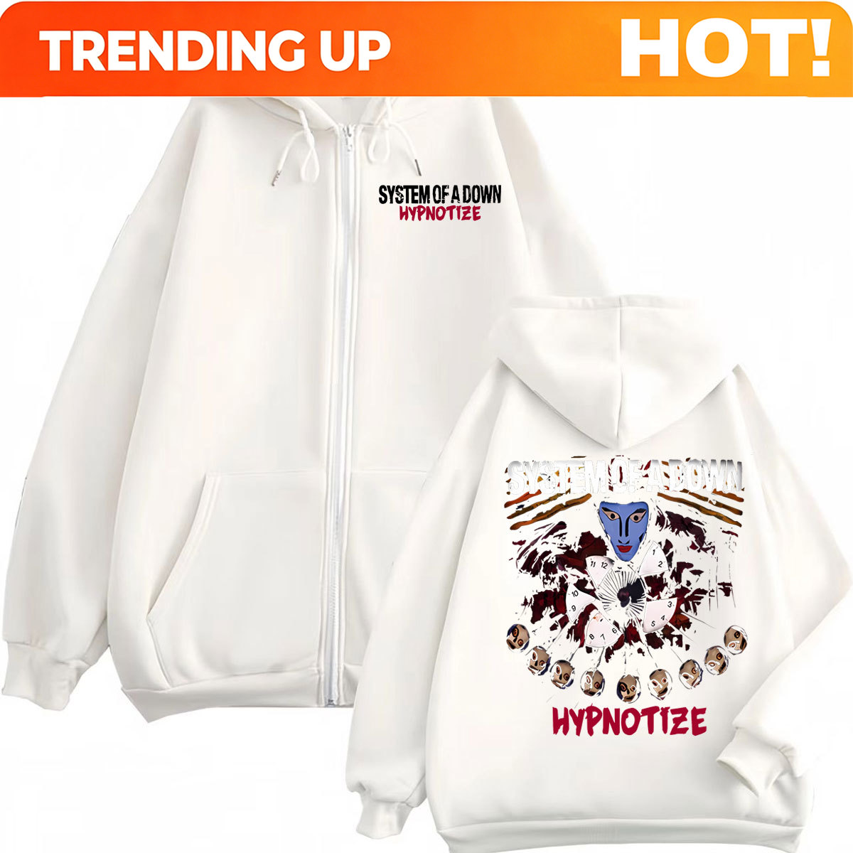 Mens Fashion Zip Up Hoodies - Толстовка на молнии с графическим принтом
